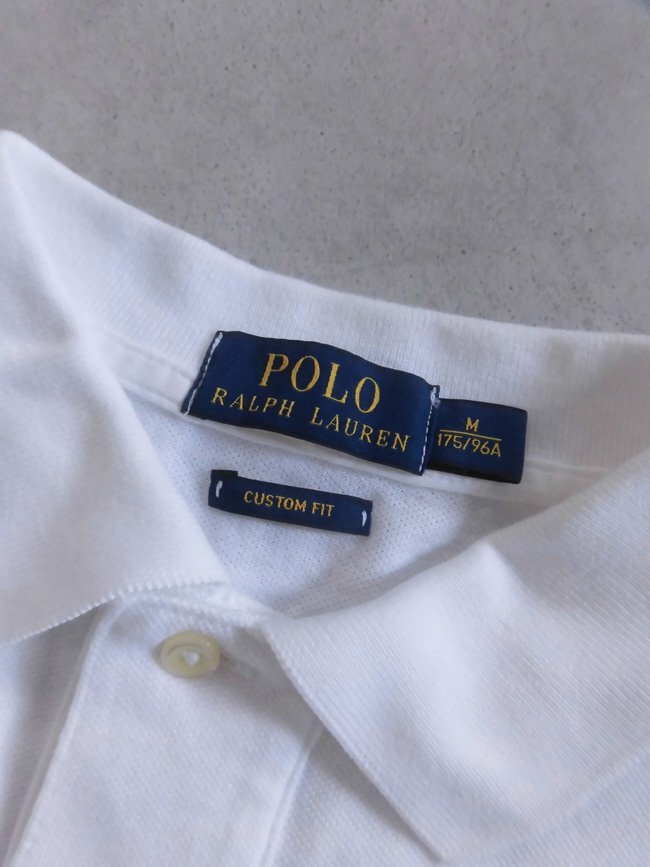 POLO RALPH LAUREN/ポロ ラルフローレン/RALPHLAUREN/CUSTOM FIT USA星条旗ワッペン×ビッグポニー刺繍 ポロシャツ M/半袖シャツ/白/メンズ_画像5