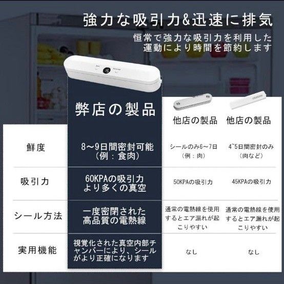 真空パック機 フードシーラー  汁物対応  全自動 小型 軽量  簡単 低騒音