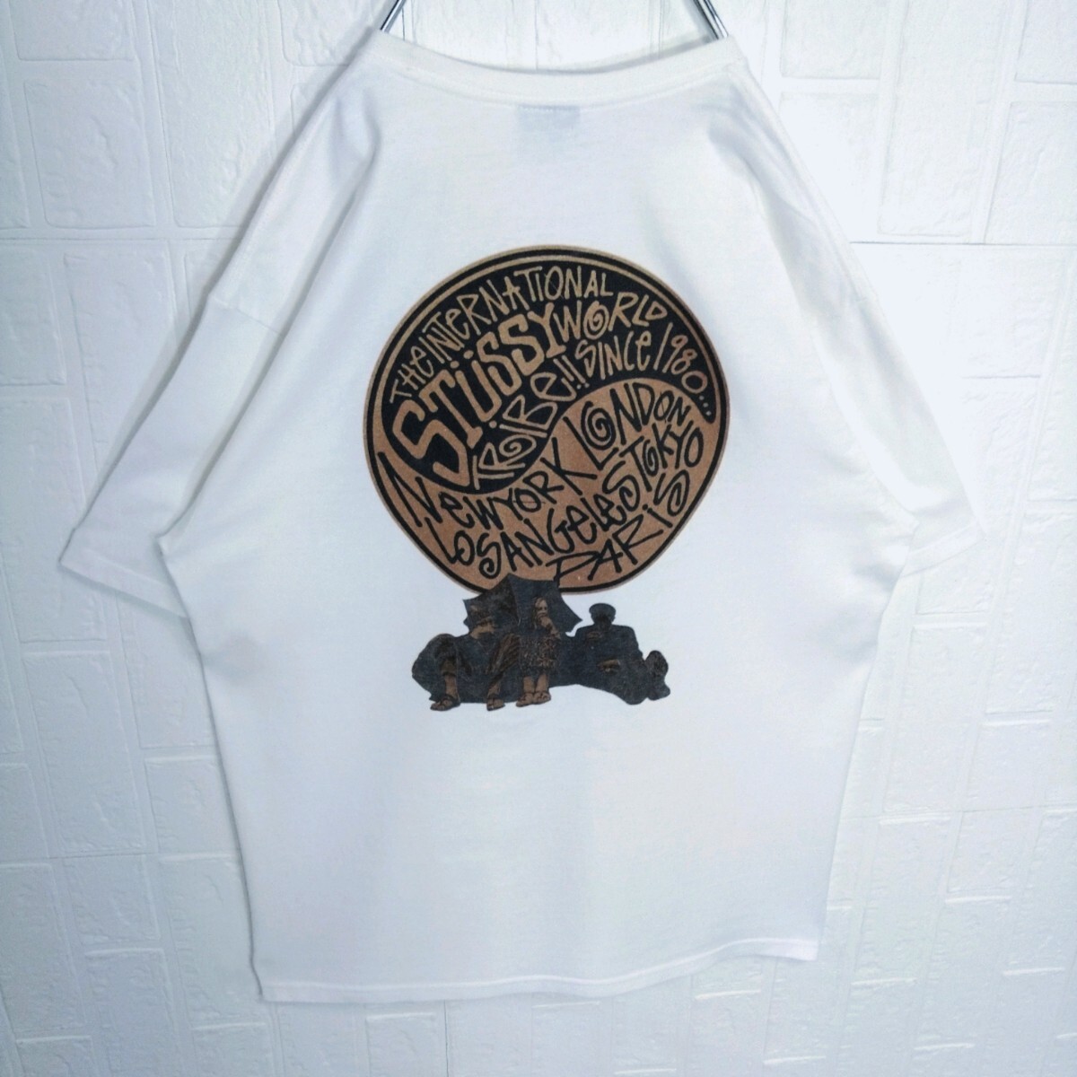 《STUSSY/ステューシー》陰陽　ロゴ　アート　Tシャツ　バックプリント　黒_画像9