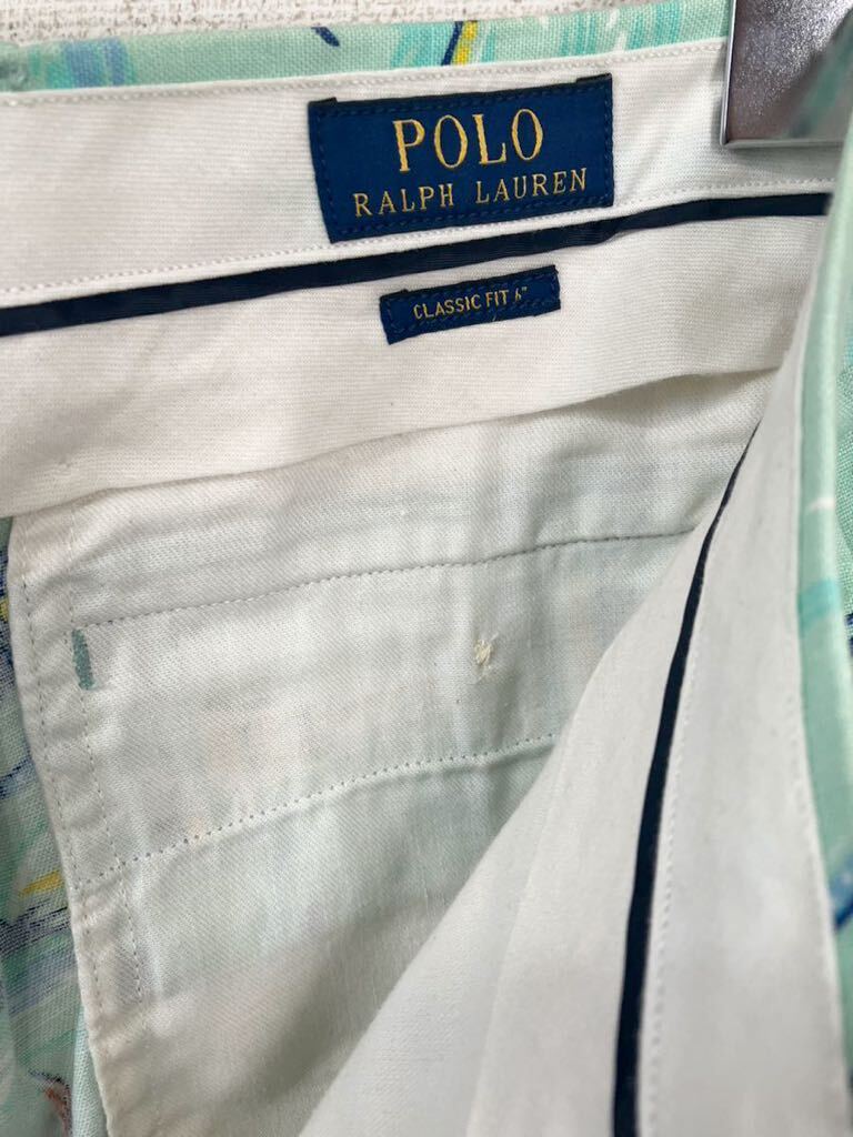 Polo Ralph Lauren ラルフローレン ショーツ アロハ ハワイアン 総柄 ショートパンツ 新品ほぼ未使用 カジキマグロ 緑 サイズ30_画像3