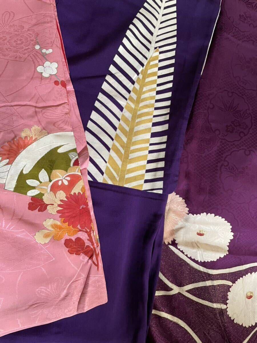  antique kimono 10 sheets set sale visit wear fine pattern .. remake material Taisho romance Showa era modern 