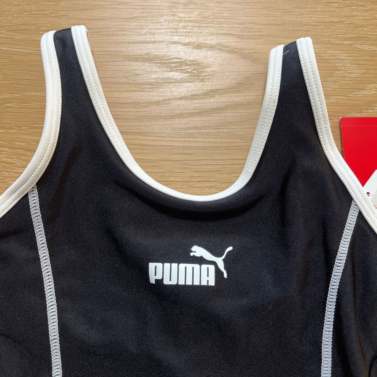 * новый товар! с биркой!PUMA Puma плавание одежда школьный купальник чёрный белый 120 *