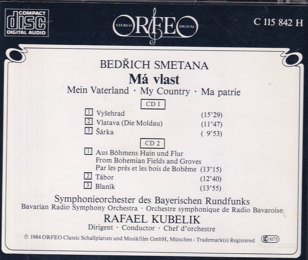 クーベリック/バイエルン放送響 スメタナ:わが祖国 2CD ORFEO(SANYO JAPAN製)の画像2