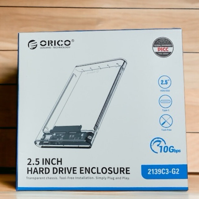 ORICO HDD/SSD case 2139C3-G2 USB-C 3.1 GEN2 2.5 -inch 6Gbps high speed C-C cable attached transparent 6TB till 9.5mm/7mm HDD/SSD correspondence static electricity prevention 