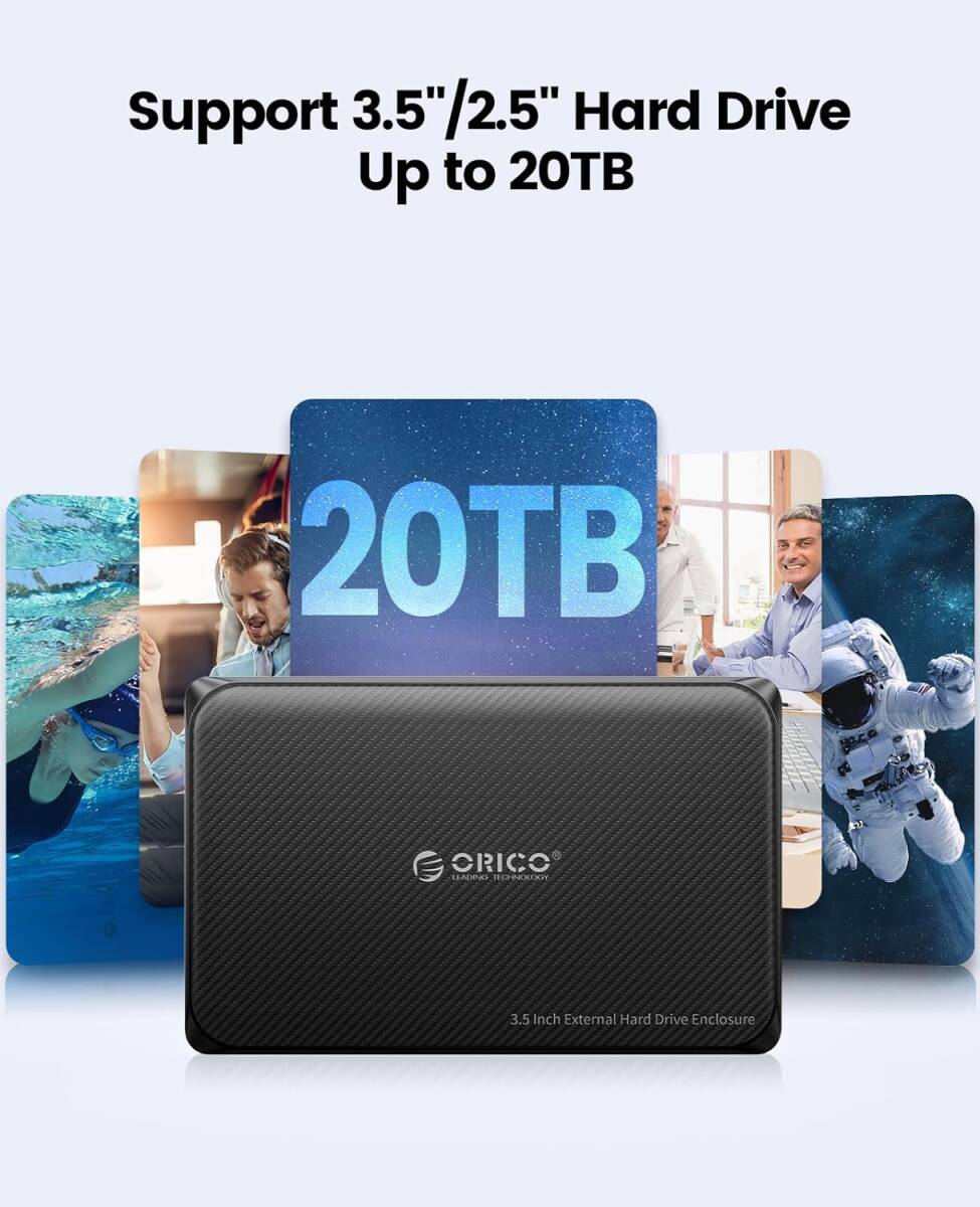 [訳あり] ORICO HDD ケース 3.5インチ 工具不要 外付けハードディスクケース 最大 20TB 3.5 2.5 インチ SATA III/II/I SSD HDD 用 DDW35-U3