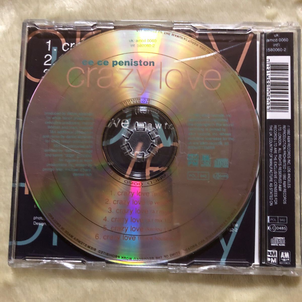 Ce Ce Peniston シー・シー・ペニストン/Crazy Love 英盤CDシングル Masters At Workリミックス！1992年 貴重廃盤の画像2