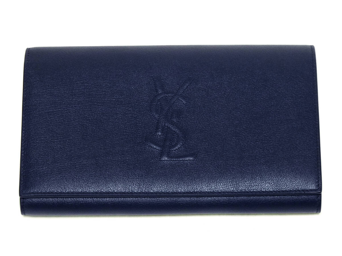 イブサンローラン Yves Saint Laurent チェーン付 レザー ショルダー YSL ポーチ 財布 ウォレット クラッチ バッグの画像3