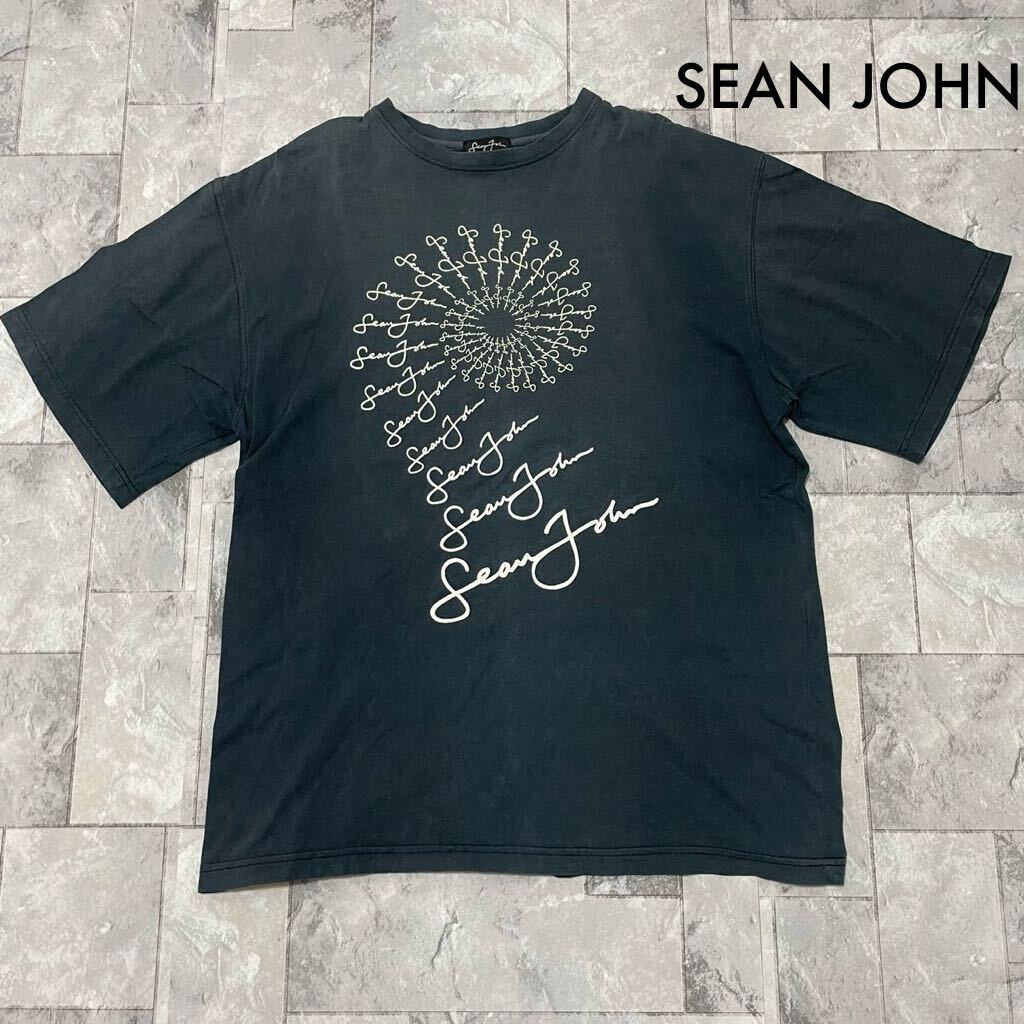 SEAN JOHN ショーンジョン Tシャツ T-shirt TEE 半袖 ビッグシルエット ビッグプリントロゴ HipHop ストリート ブラック 玉SS1773_画像1