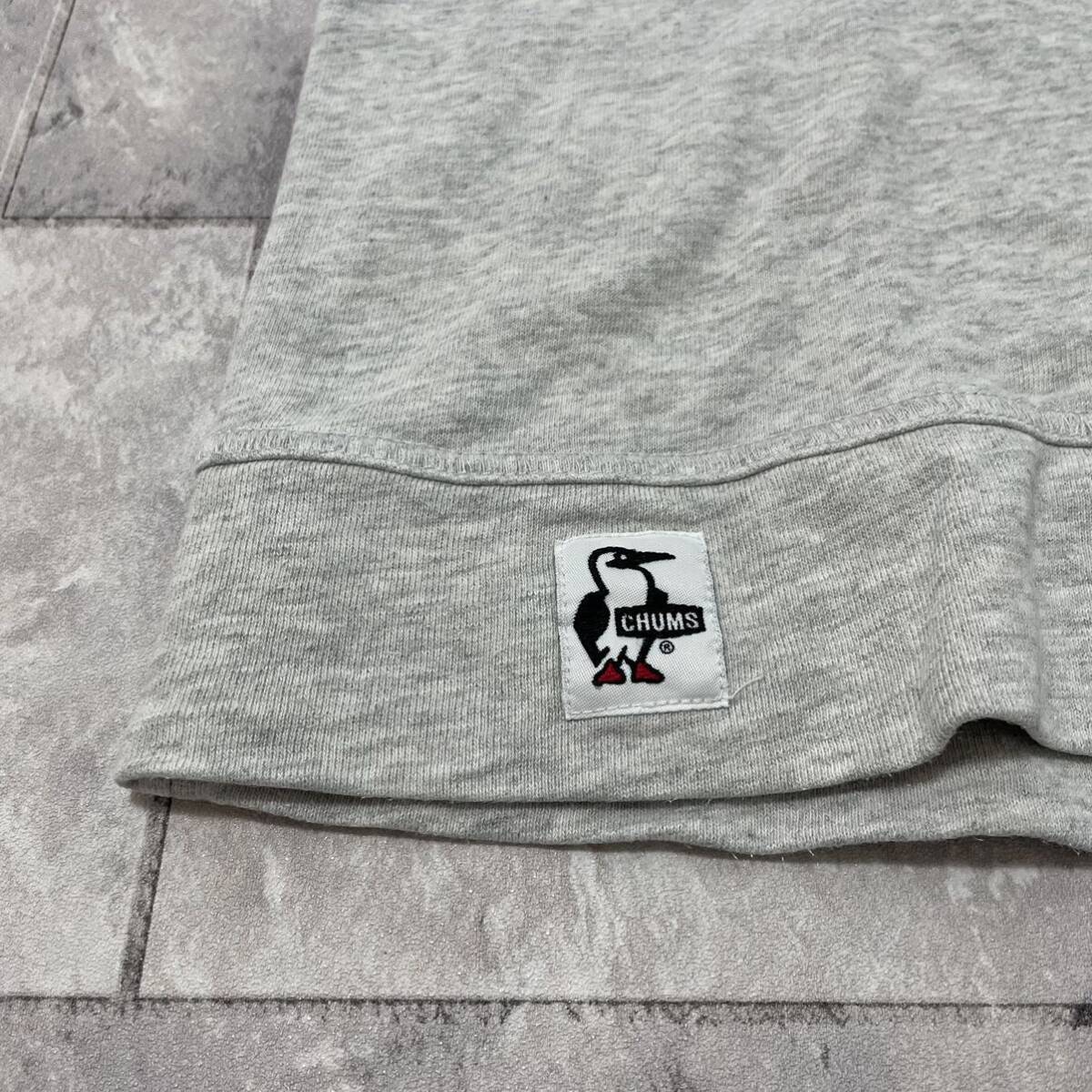 CHUMS チャムス Tシャツ T-shirt TEE 半袖 刺繍ロゴ 胸ポケット アウトドア カジュアル グレー レディース サイズL 玉SS1806_画像9