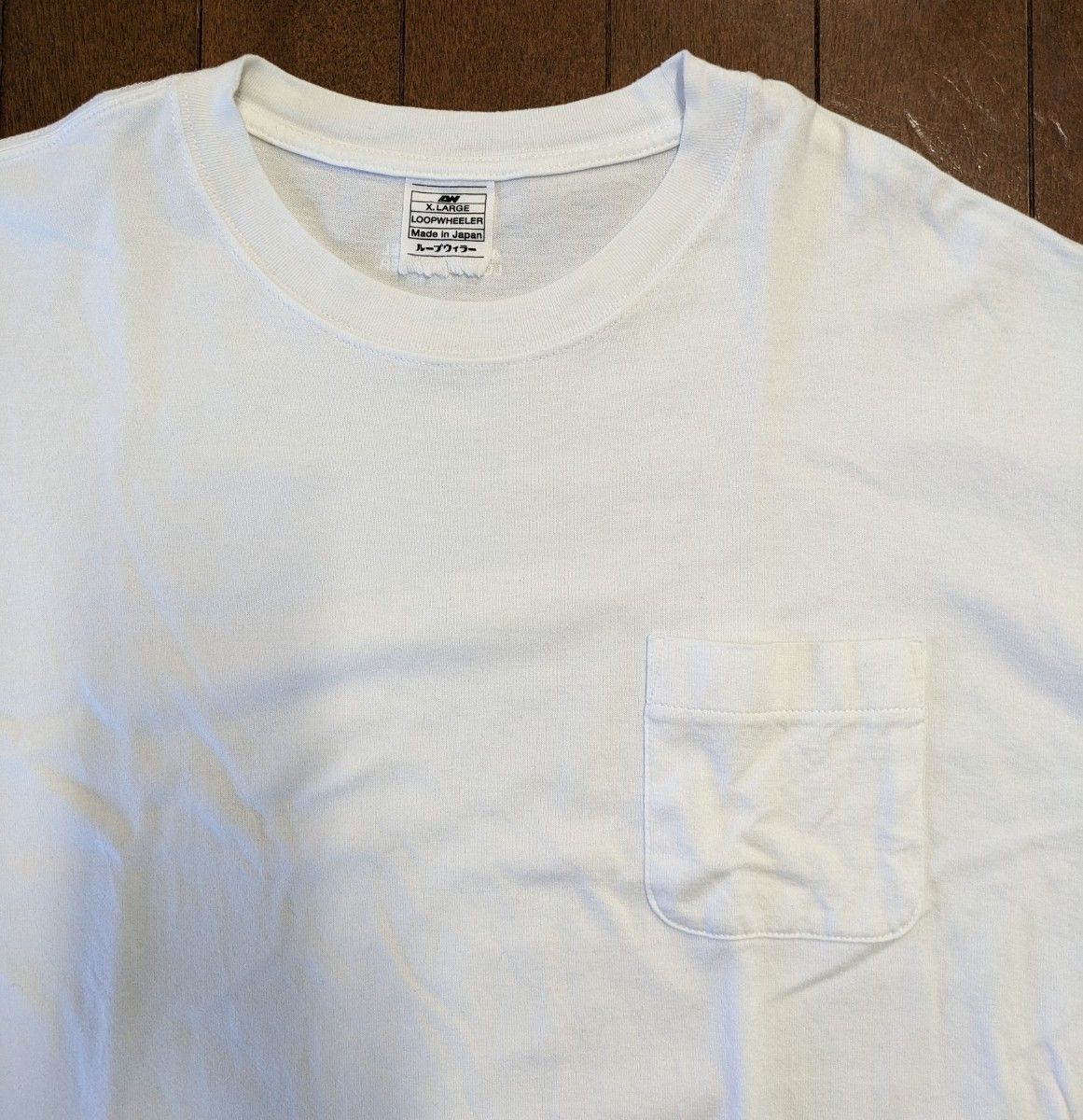 ループウィラー loopwheeler 胸ポケット付き Tシャツ XL 白 ホワイト