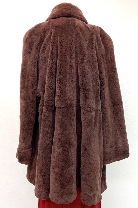 毛皮コート 染カラーシェアードミンク BlackJewel MINK リアルファー realfur ミディアム丈 着丈87cm 裾周囲180cm club藤(N714)_画像4