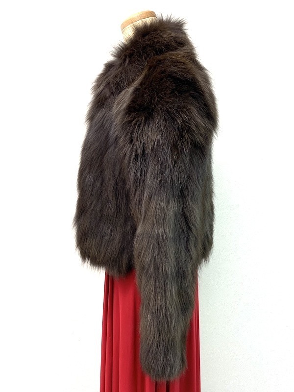 毛皮コート 染カラーフォックス CLATHAS FOX リアルファー realfur 本物毛皮 ショート丈 着丈50cm 裾周囲95cm club藤(N778)_画像3