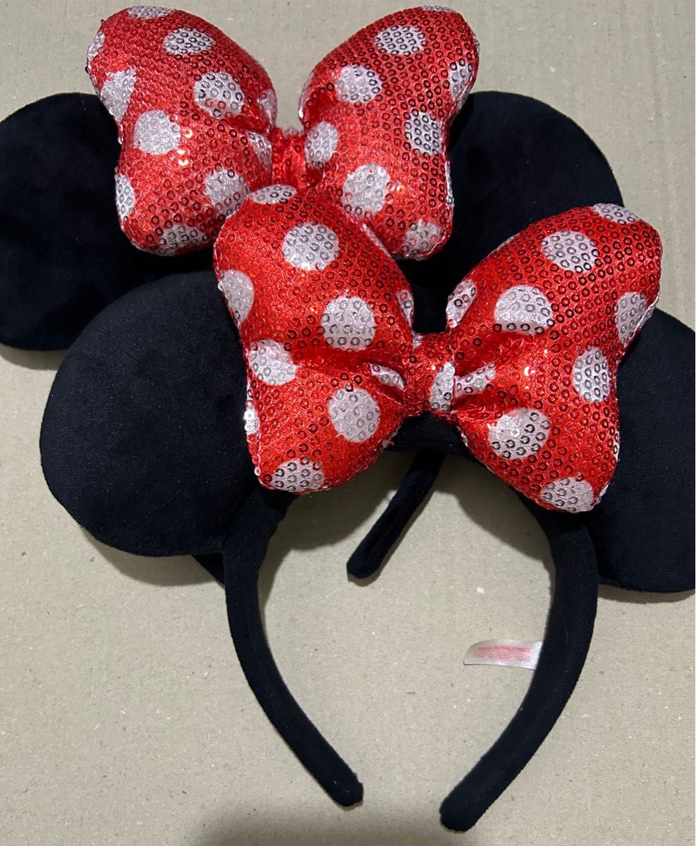 ☆US Disney Parks☆ミニーカチューシャ 水玉 x 赤リボン 赤 ディズニー ディズニーランド カチューシャ ディズニー