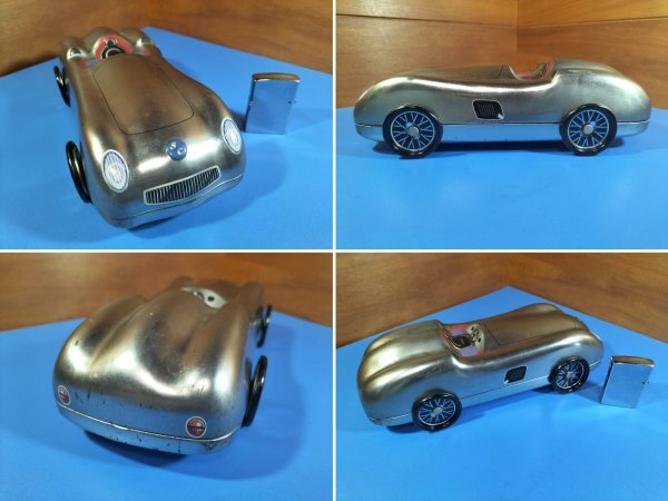 ◆ 売切り メーカー不明 SC ブリキ 銀色の車 ビンテージ アンティーク 昭和レトロ 玩具 自動車 おもちゃ / マテル METALの画像2