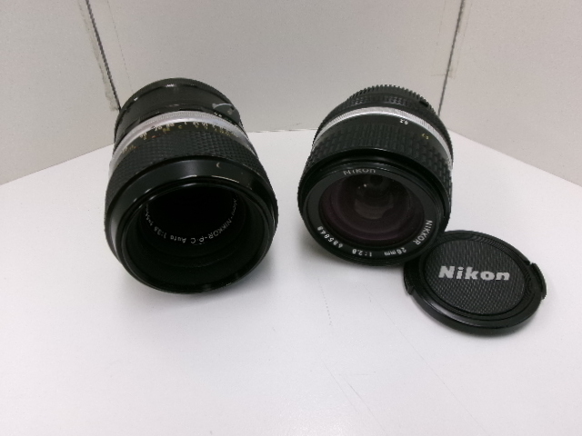 NIKON　ニコン　カメラレンズ　おまとめ　Micro-NUKKOR-P.C　Auto　55ｍｍ　F3.5/NIKKOR　28mm　F2.8　動作未確認　現状品_画像1