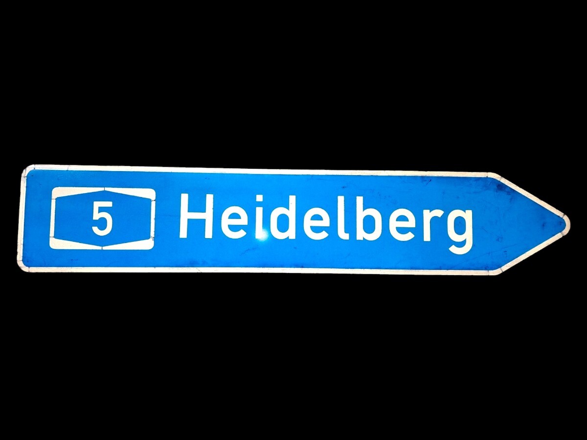 実物 看板 ドイツ 道路標識 ハイデルベルク ロードサイン 店舗ディスプレイ 雑貨 ガレージ 海外 特大 反射板 ヨーロッパ ユーロ_画像5