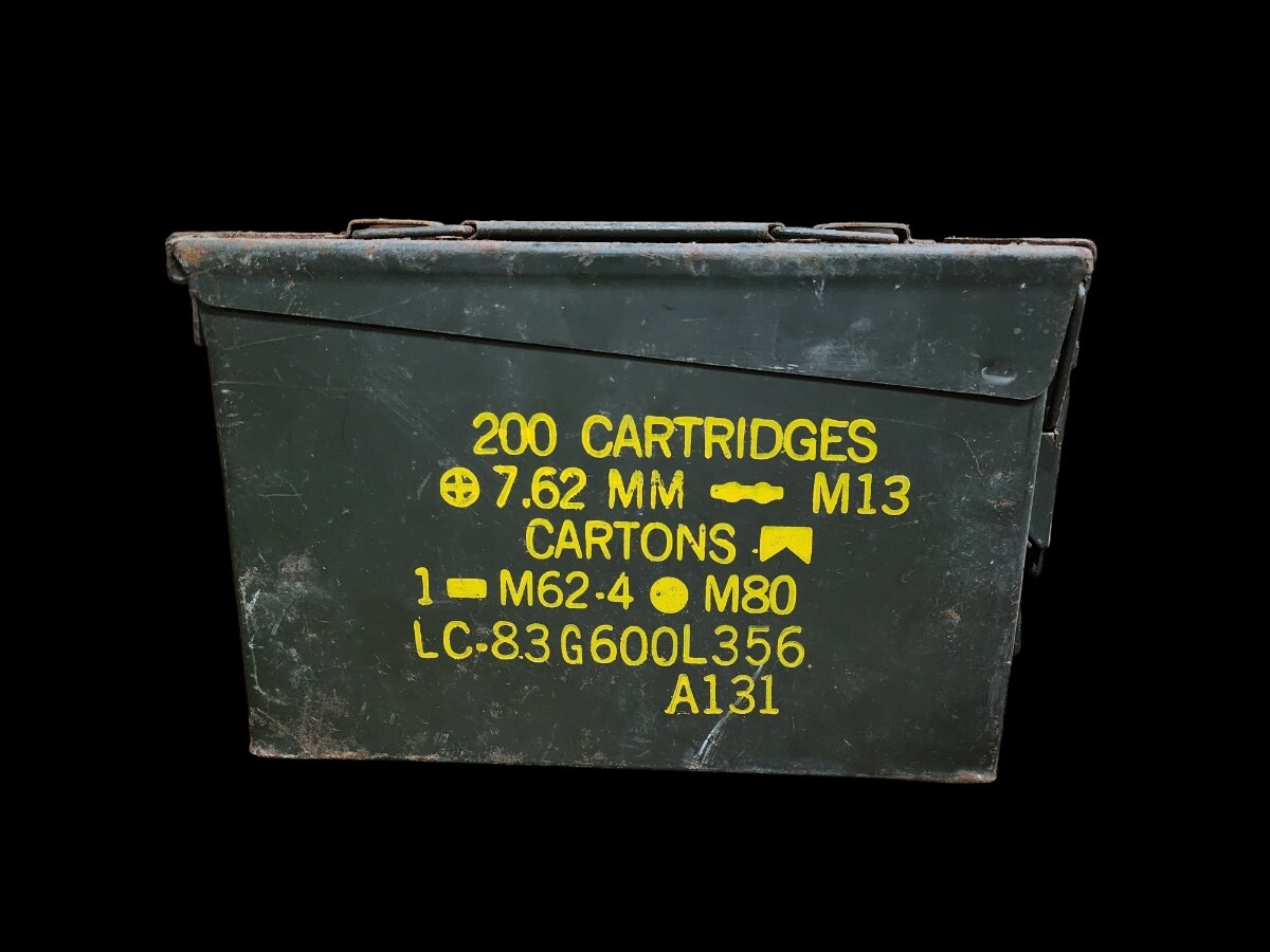 実物 米軍 7.62mmアーモボックス 弾薬箱 ベトナム戦争 M60機関銃 海兵隊 空軍 陸軍 USMC 70～80年代 ミリタリー アモカン ガレージ 工具箱_画像2