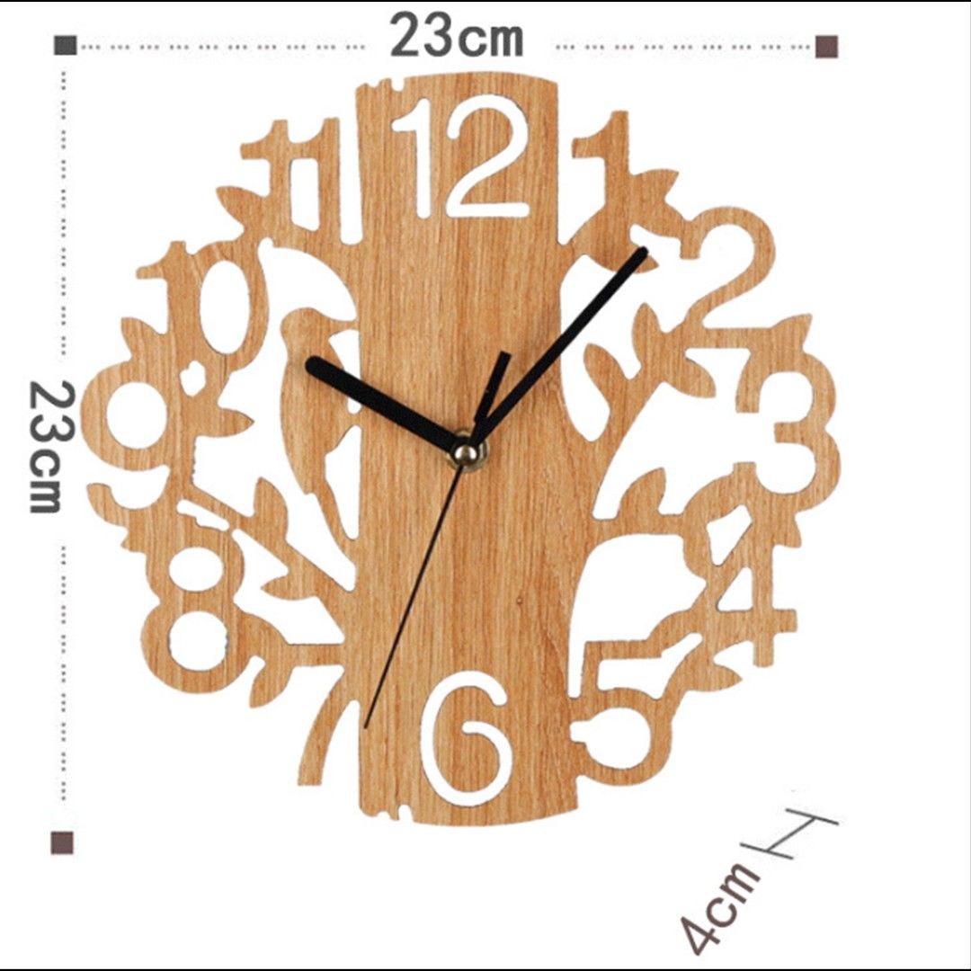 【ラスト1点　新品】壁掛け時計 木製  インテリア　小鳥　リビング オフィス　ベッドルーム おしゃれ