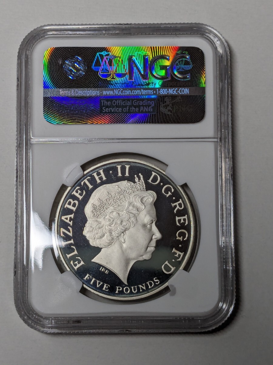 イギリス 2008年 5ポンド銀貨 エリザベス1世 450年 記念硬貨 NGC PF69UC 準最高鑑定_画像2