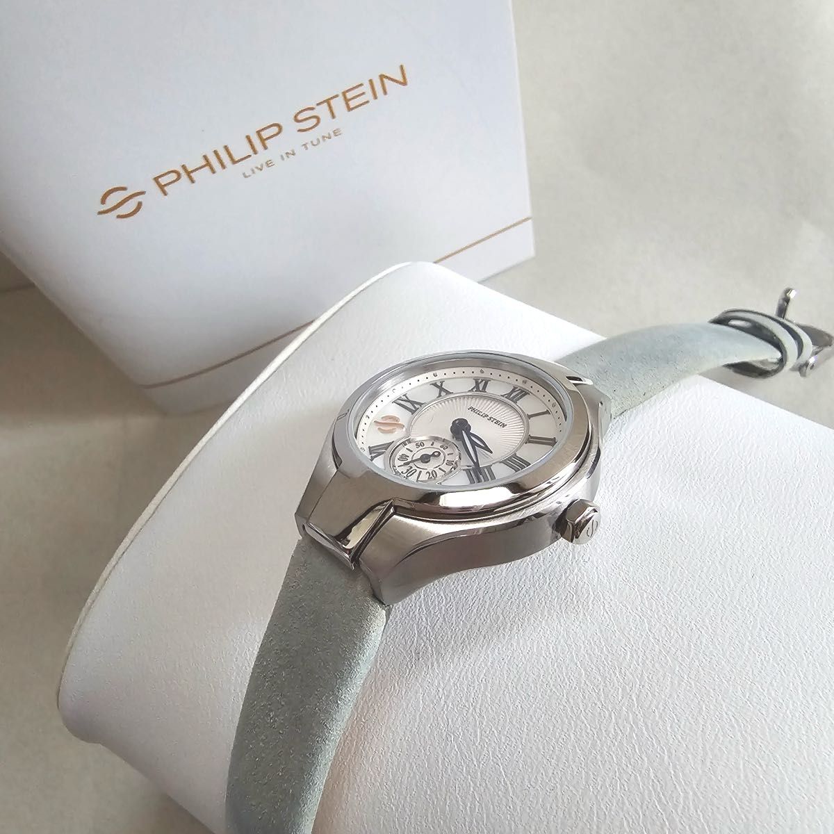 PHILIP STEIN フィリップスタイン レディース 腕時計 箱付 クラシック 革ベルト 電池切れ クォーツ テスラー 