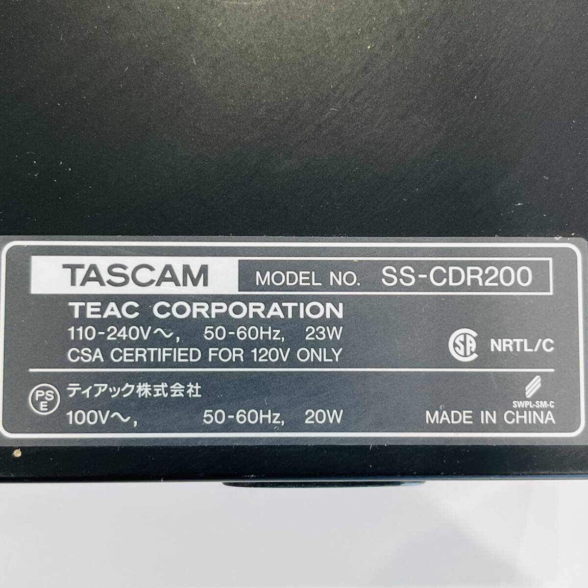 NA5258 通電確認 タスカム TASCAM SS-CDR200 ソリッドステートオーディオ CDレコーダー 音響機器 オーディオ機器 ティアック株式会社 検I_画像9