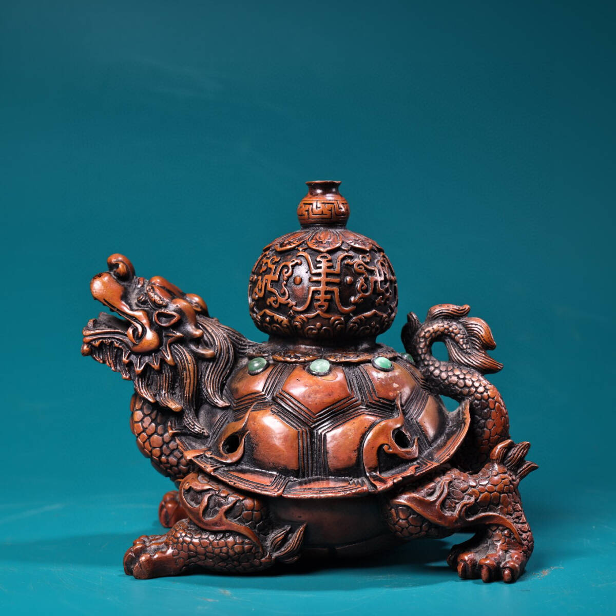 超珍館蔵】銅製 ひょうたん龍龜熏香炉 置物 古賞物 古美術品 超珍館蔵】銅製 ひょうたん龍龜熏香炉 置物 古賞物 古美術品