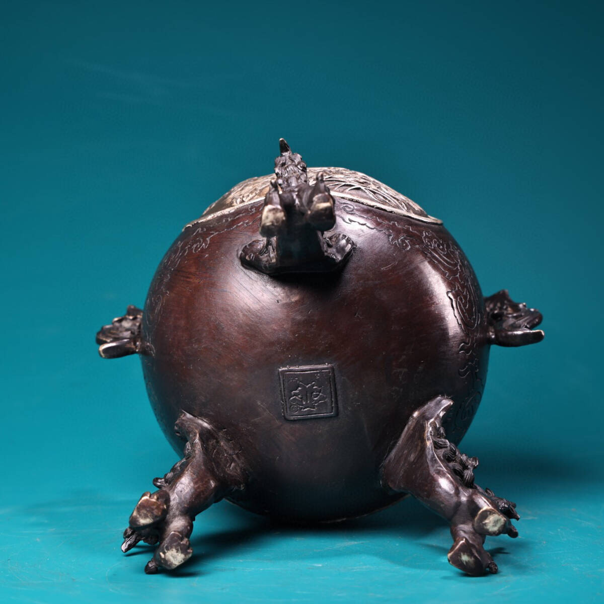 超珍館蔵】銅製 銀鍍 鳳蓋熏香炉 置物 古賞物 古美術品 稀少珍蔵 超珍館蔵】銅製 銀鍍 鳳蓋熏香炉 置物 古賞物 古美術品 稀少珍蔵