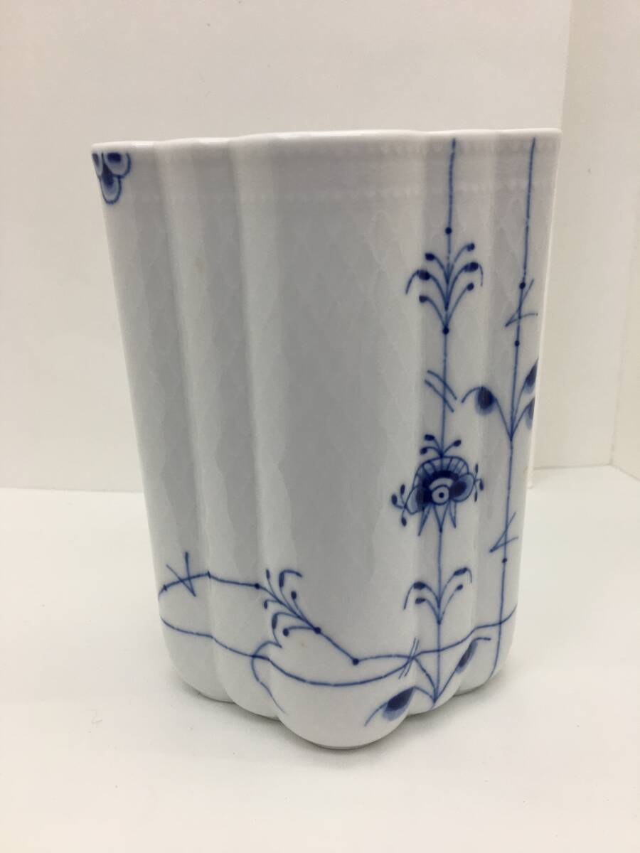 45617 ロイヤルコペンハーゲン ROYAL COPENHAGEN BLUE PALMETTE VASE 花瓶 現状品_画像4