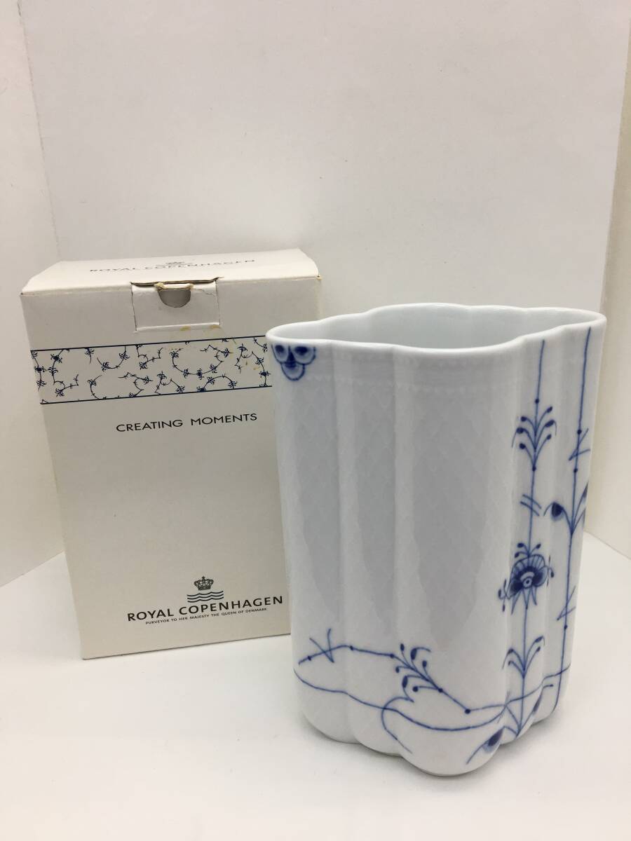 45617 ロイヤルコペンハーゲン ROYAL COPENHAGEN BLUE PALMETTE VASE 花瓶 現状品_画像1