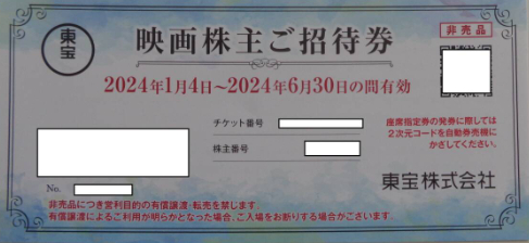 ■東宝 ○株主優待券 1枚○ 2024年6月30日まで (映画株主ご優待券) TOHOシネマズ　6枚あり_画像1