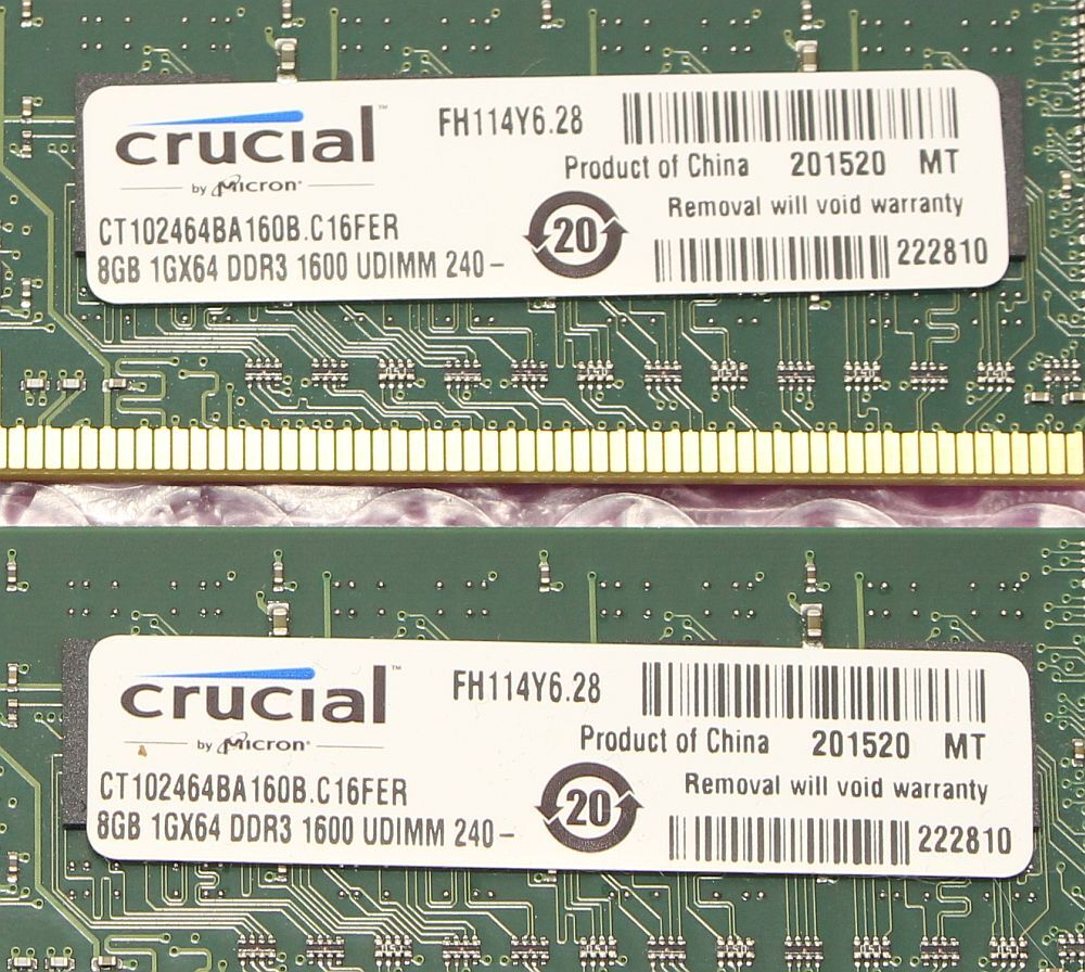 PC3-12800U(DDR3-1600)-8GB×2枚★合計16GB/Crucialの画像2