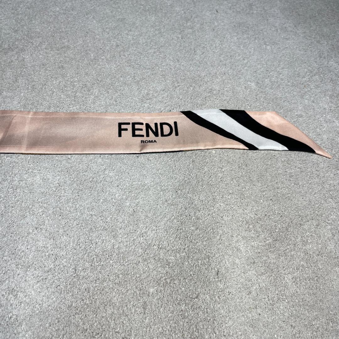 フェンディ FENDI ラッピー スカーフ ロゴ シルク ペカン リボン_画像3