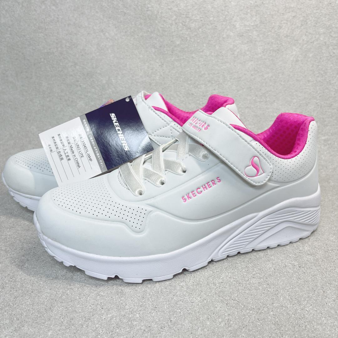  с биркой не использовался товар Skechers 23.5cmuno свет белый розовый спортивные туфли 