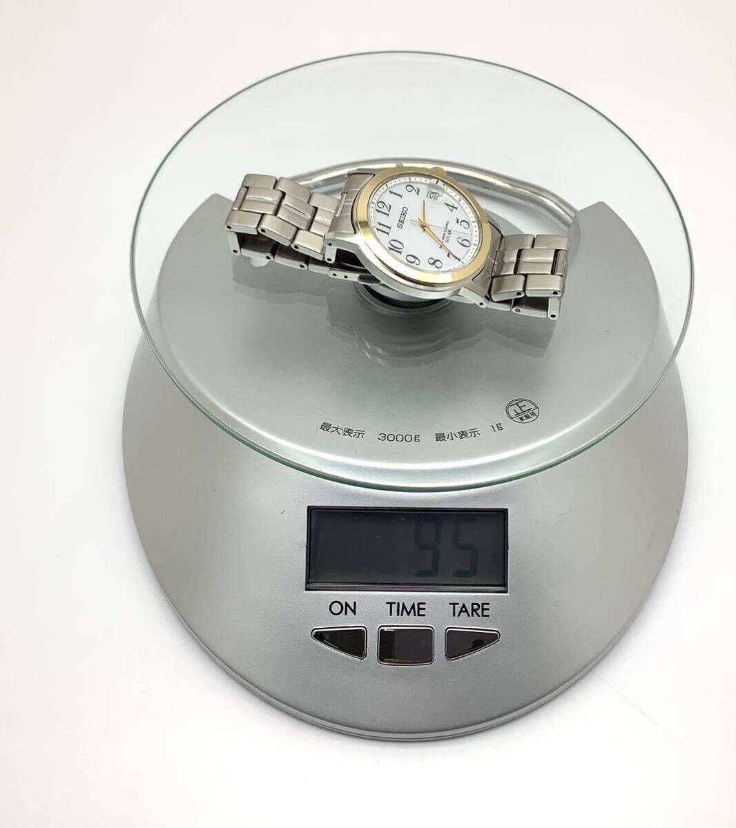 稼働品 SEIKO セイコー 7B52-0AG0 スピリット コンビカラー デイトレンズ 電波ソーラー 白文字盤 メンズ腕時計 ケース付_画像10