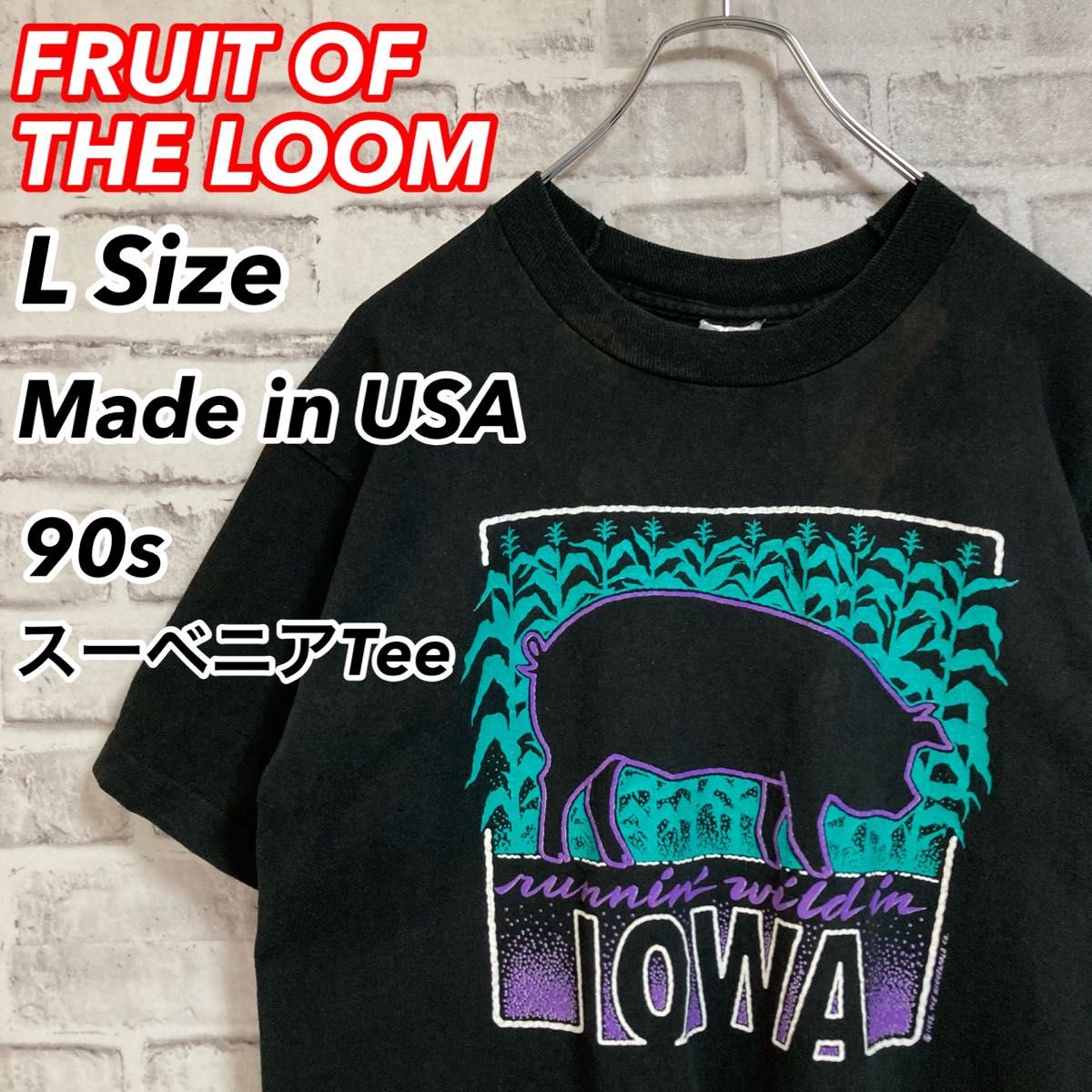 レアスーベニアTee★FRUIT OF THE LOOM 90s USA製 スーベニア Tシャツ ブタ アメリカ USA 古着