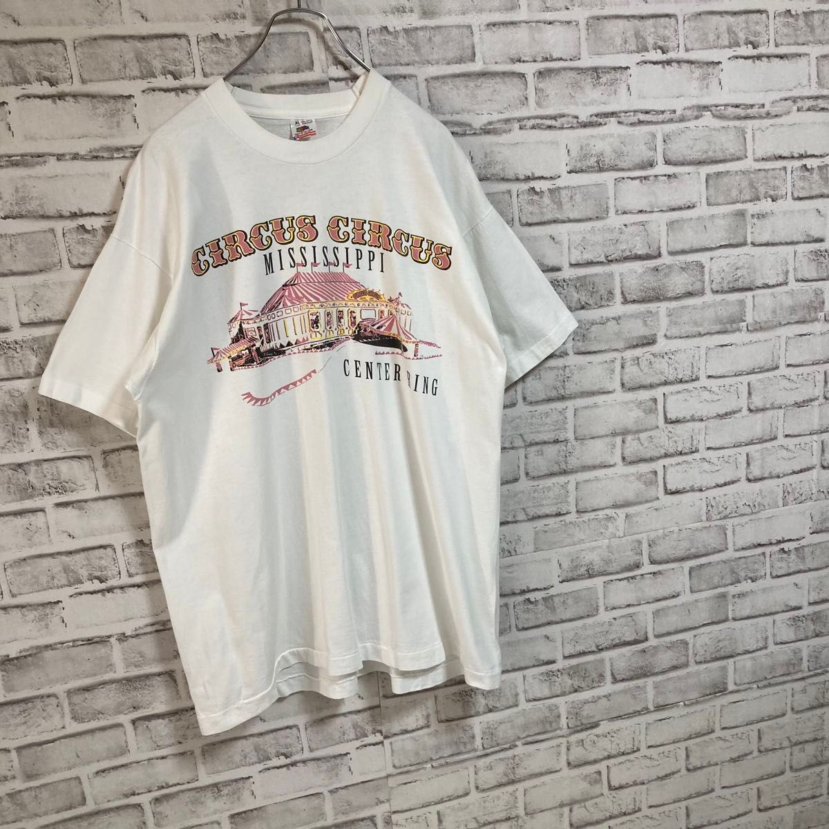 レアカジノTee★FRUIT OF THE LOOM 90s USA製 サーカス カジノサーカス 企業モノ USA アメリカ 古着