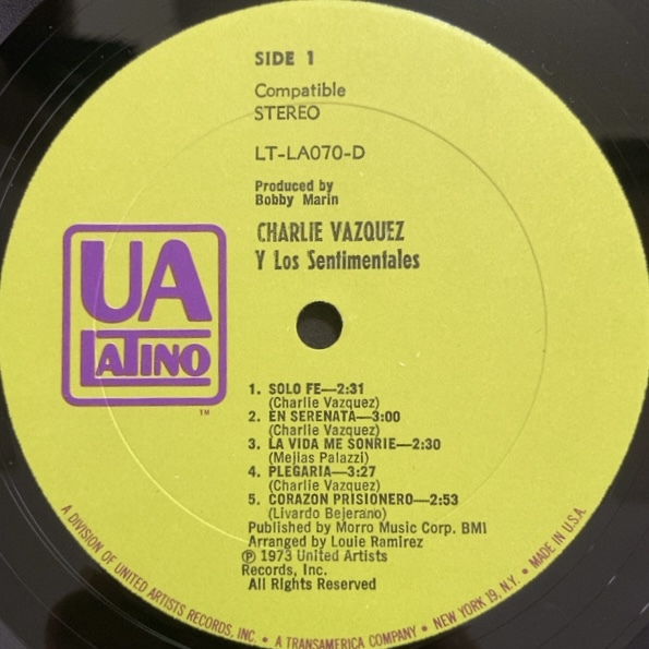 CHARLIE VAZQUEZ Y LOS SENTIMENTALES ROMANTICAMENTE, CHARLIE LP_画像3