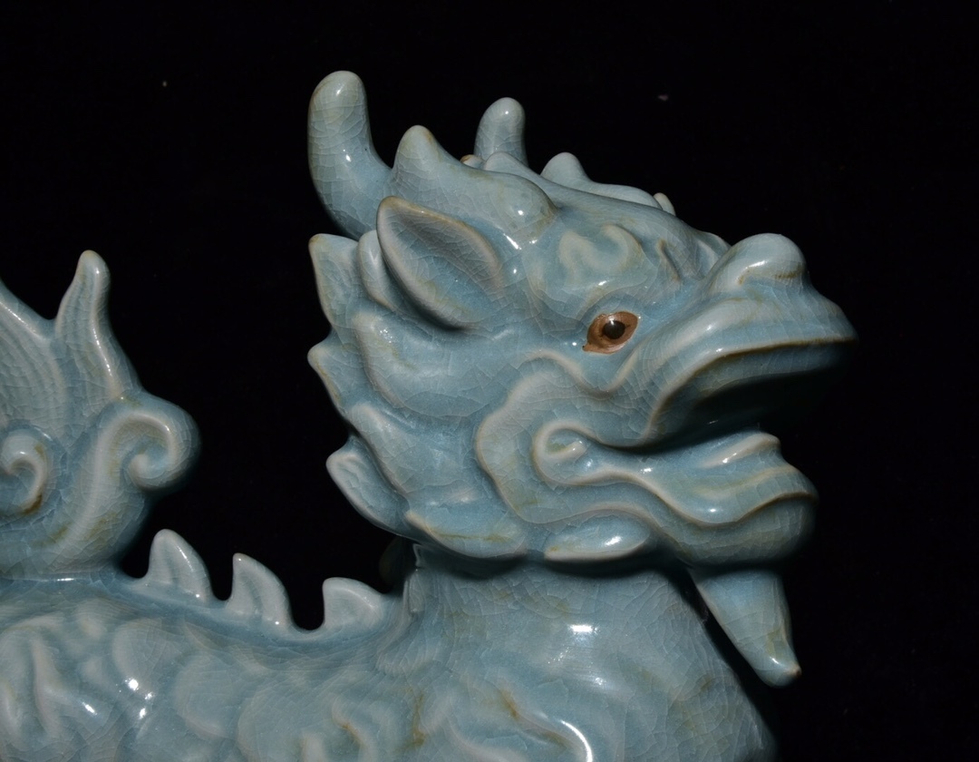 磁器 中國 宋代 汝窯 天青釉 瑞獣麒麟一対 鎮宅辟邪 招財進寶 唐 磁器 中國 宋代 汝窯 天青釉 瑞獣麒麟一対 鎮宅辟邪 招財進寶 唐