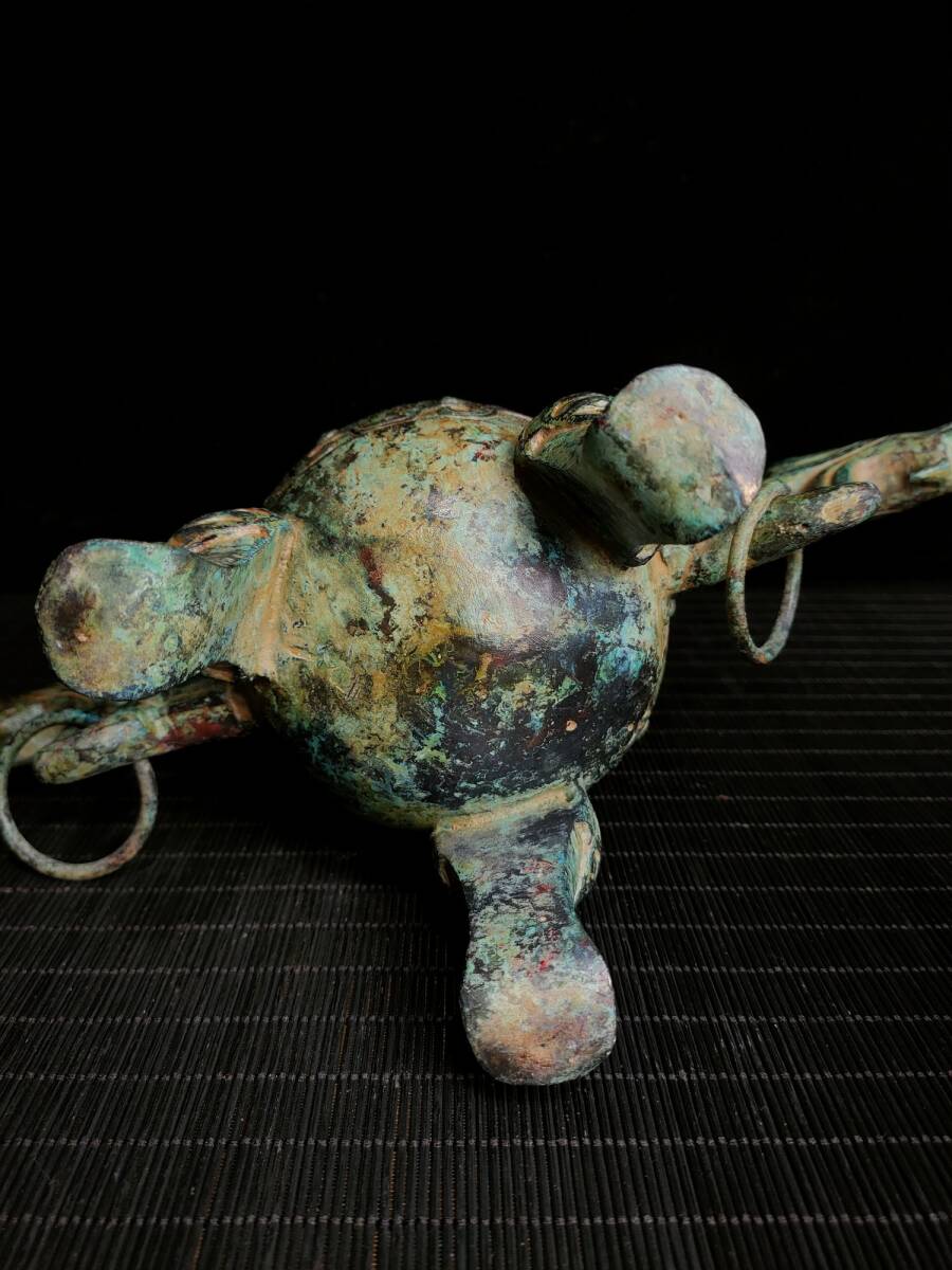 旧藏 青銅器 中国戦国時代の青銅双龍薫鼎 時代物 中國古美術 旧藏 青銅器 中国戦国時代の青銅双龍薫鼎 時代物 中國古美術