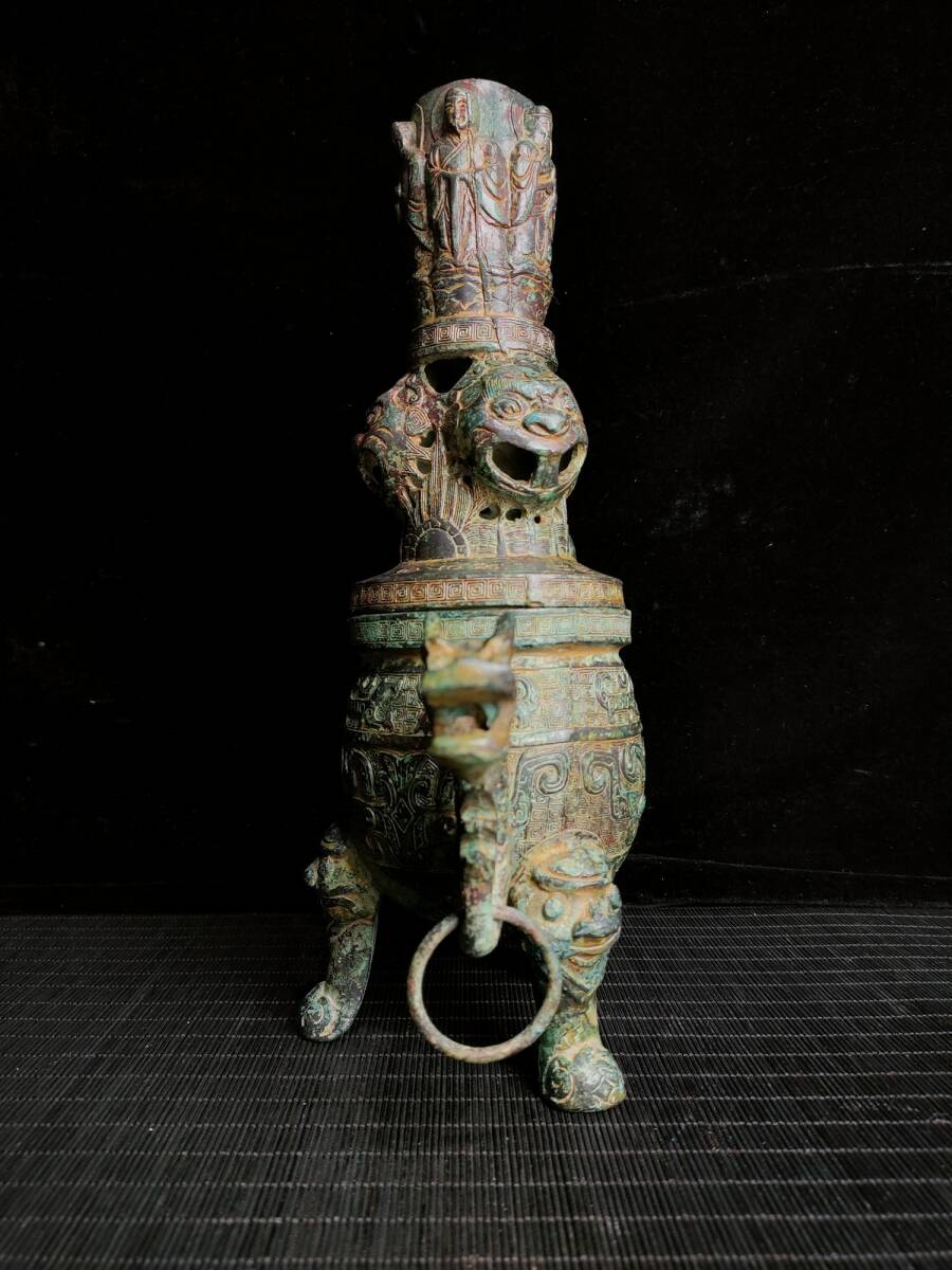 旧藏 青銅器 中国戦国時代の青銅双龍薫鼎 時代物 中國古美術 旧藏 青銅器 中国戦国時代の青銅双龍薫鼎 時代物 中國古美術