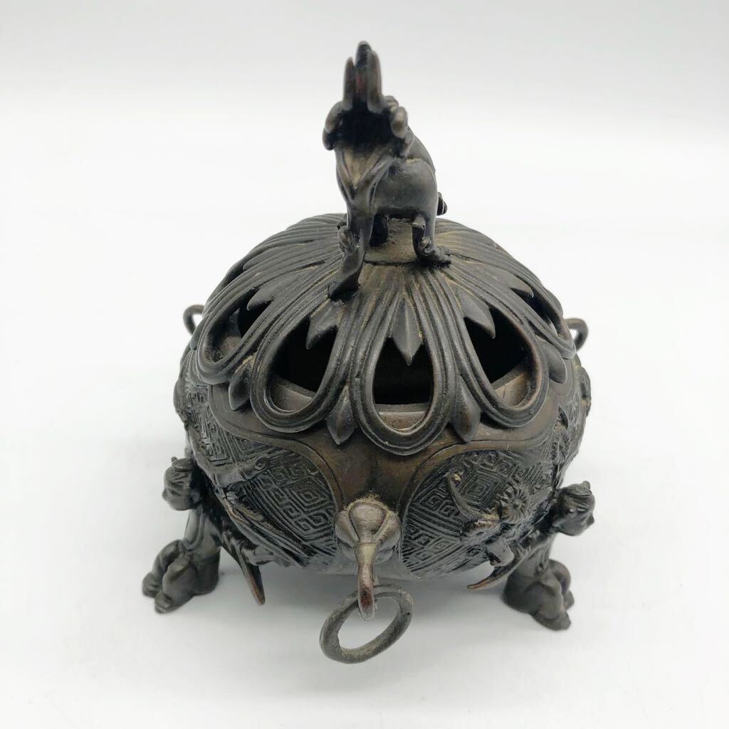 130508香炉 三脚唐子香炉 在 高岡銅器 子縁起物 金属工芸 香道具 茶道具 アンティーク 骨董品 伝統工芸中国美術 の画像2