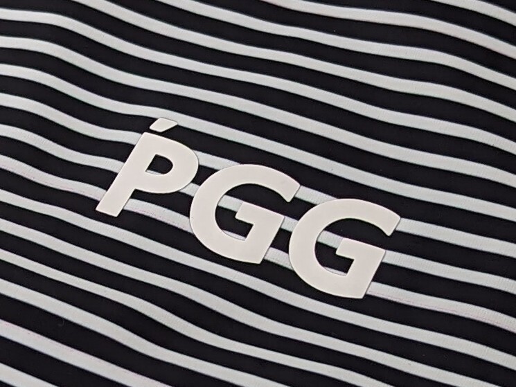 ★新品正規品 PEARLYGATES/PGG MFY超軽量天竺 半袖 モックネック カットソー ＜ボーダー柄＞ size5(L)の画像4