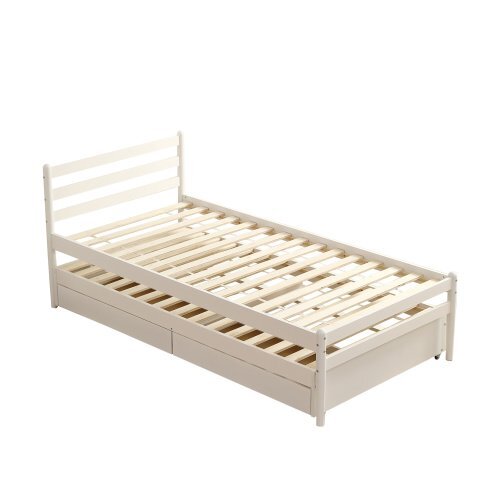親子ベッド フレームのみ シングルベッド 引き出し付き 木製 フレーム すのこ 親子ベッド 省スペース パイン材 無垢材 マットレス別売り_画像2