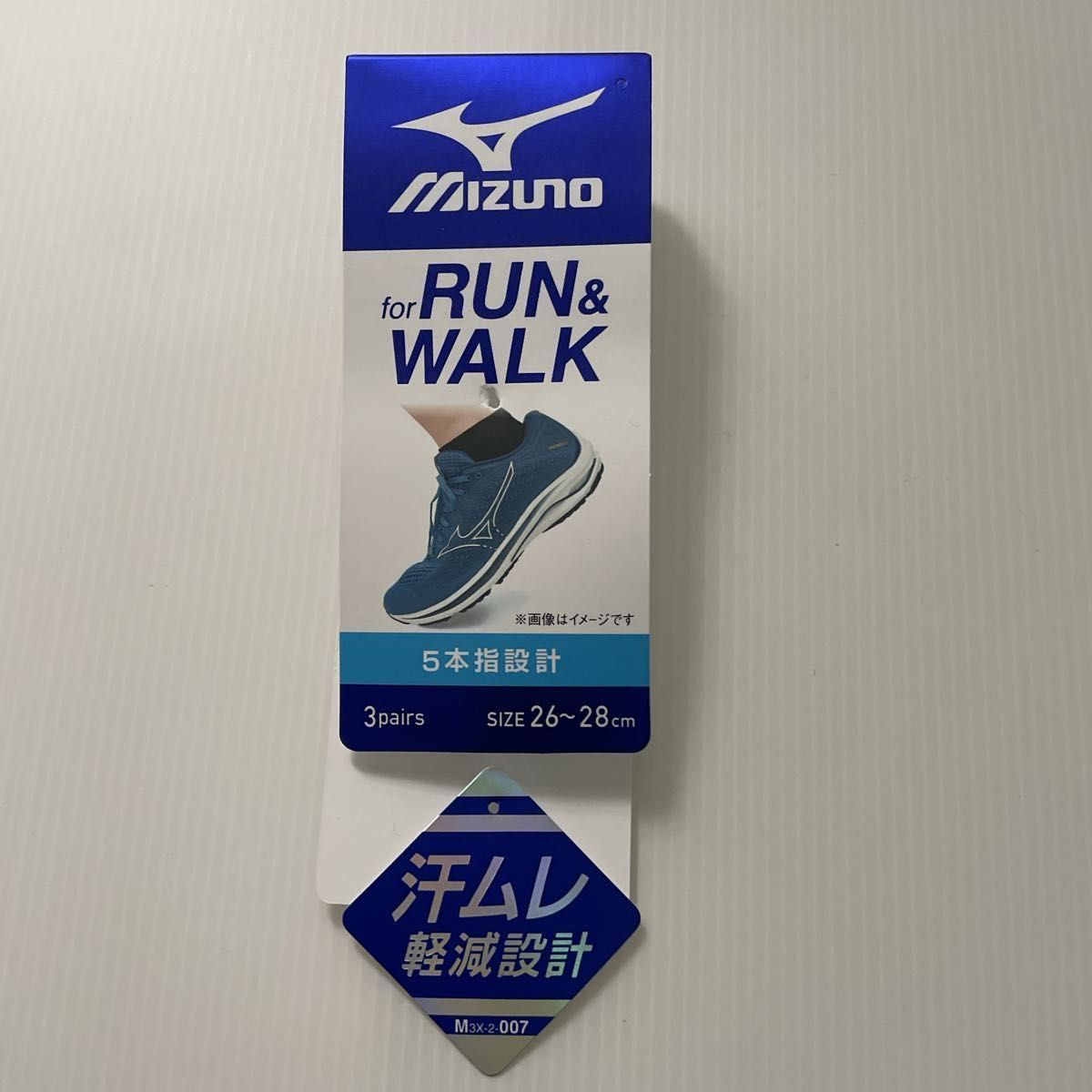新品 ☆ MIZUNO ミズノ RUN & WALK 汗ムレ軽減設計 5本指ソックス 靴下 3足（26-28cm）