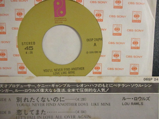Lou Rawls ： You'll Never Find Another Love Like Mine 7'' / 45s (( Soul )) c/w Let's Fall In Love All Over Again_画像2