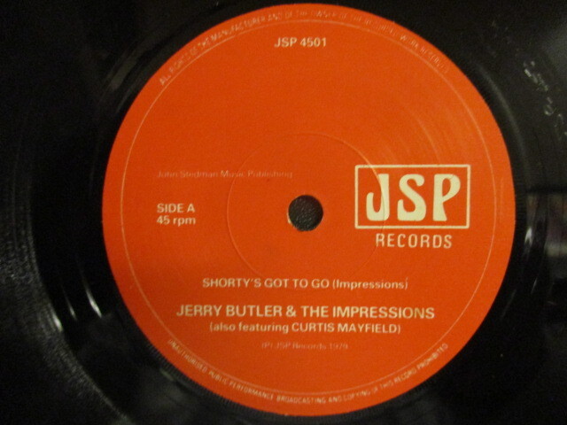Jerry Butler & The Impressions ： Shorty's Got To Go 7'' / 45s (( Soul )) c/w Pretty Betty / Listen (( 落札5点で送料当方負担_画像1