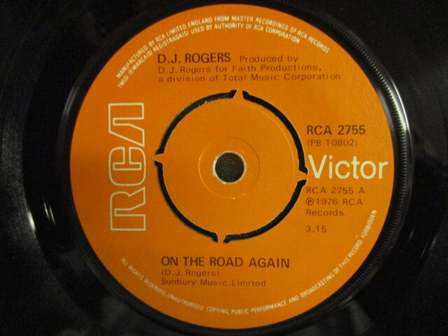 D.J.Rogers ： On The Road Again 7'' / 45s (( Disco ! メロウ Boogie )) c/w Let My Life Shine (( D.J. Rogers DJRogers DJ_画像1