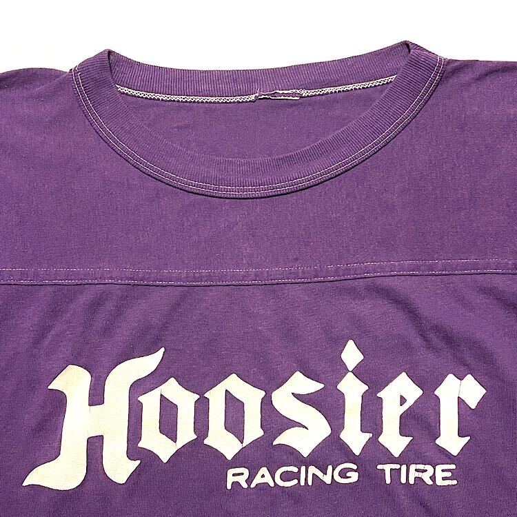 激レア　80s ビンテージ ホットロッド Hoosier ドラッグレース フージャーレーシング Tシャツ ハーレーダビッドソン フットボールT Racing_画像2