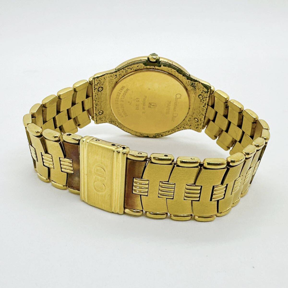 05088 ディオール Christian Dior 45.276 メンズ 腕時計 クォーツ 電池式 QZ ゴールドカラー デイトの画像5