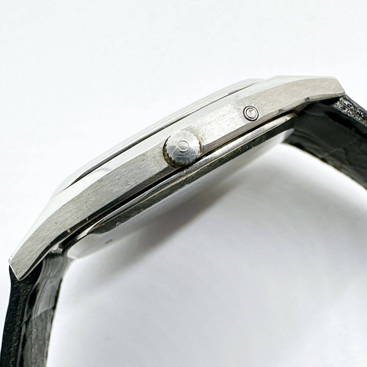 0508a オメガ OMEGA 192.0050 CAL.1332 デビル DE VILLE メンズ 腕時計 デイト クォーツ 電池式 QZ シルバーカラー 革ベルトの画像2